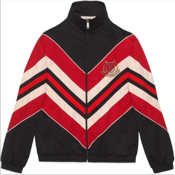 GUCCI - Chevron Pattern Bomber/Track Jacket with Lyre - NWT Size M - Picture 4 of 4